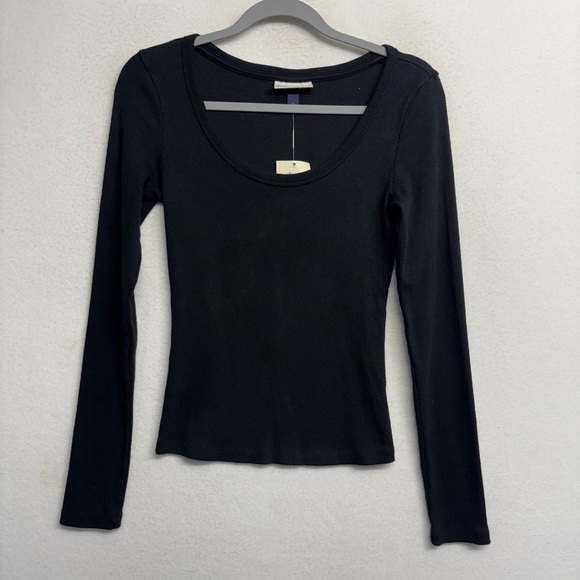 Universal Thread Long Sleeve Ribbed Scoop Neck Shirt S Black Target NWT - Picture 1 of 9